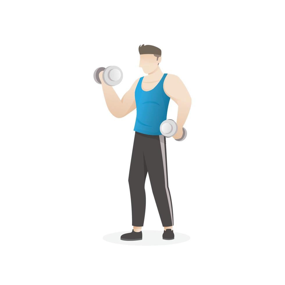 Man doing exercise with dumbbells vector