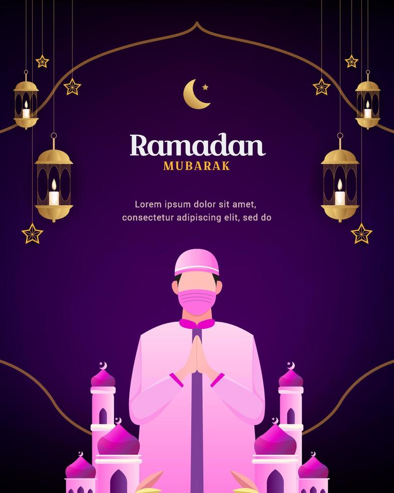 ramadan mubarak significa feliz ramadan. plantilla de diseño islámico para celebrar el mes de ramadán vector