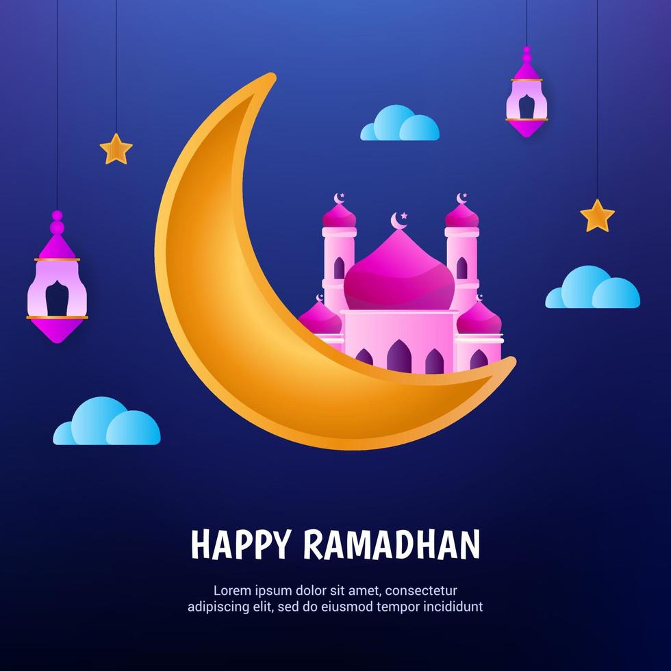 feliz ramadán, plantilla de diseño islámico para celebrar el mes de ramadán vector