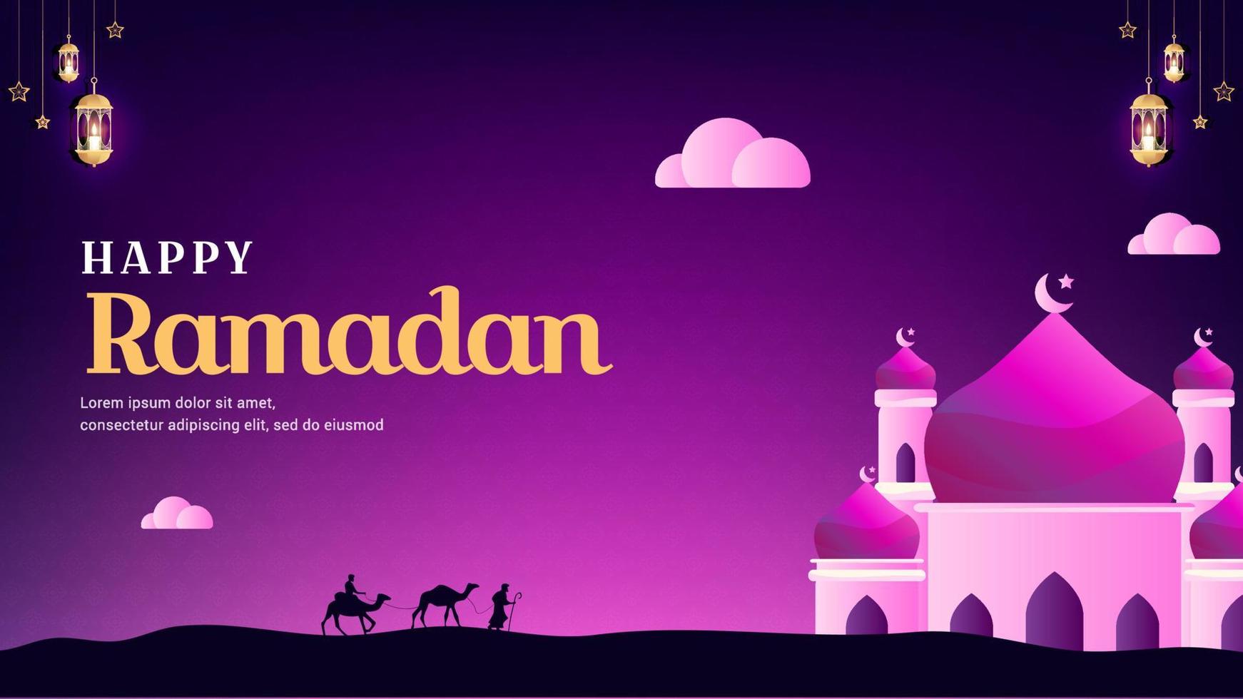 feliz ramadán, plantilla de diseño islámico para celebrar el mes de ramadán vector