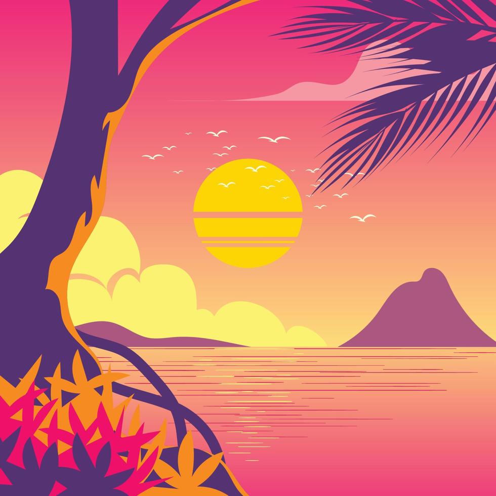 Beautiful Afternoon in Beach vector