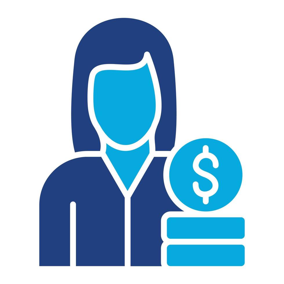 Female Financial Advisor Glyph Two Color Icon vector