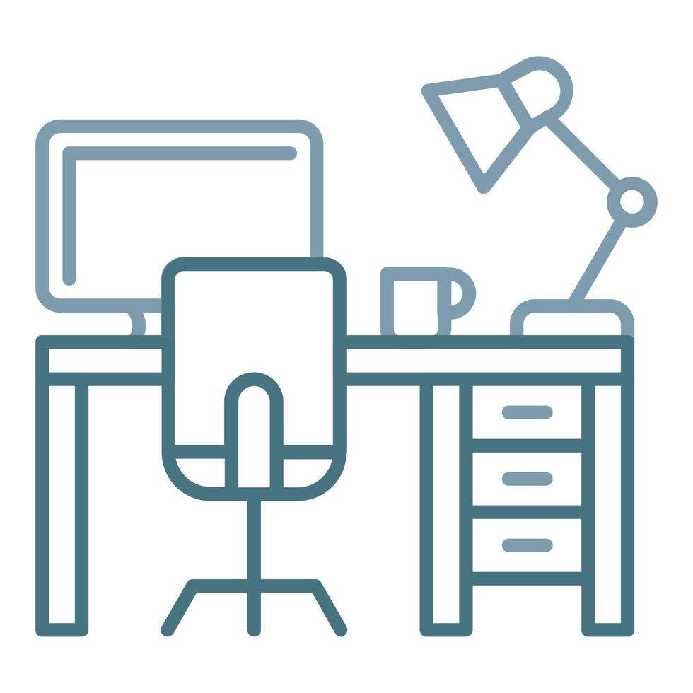 Work Table Line Two Color Icon vector