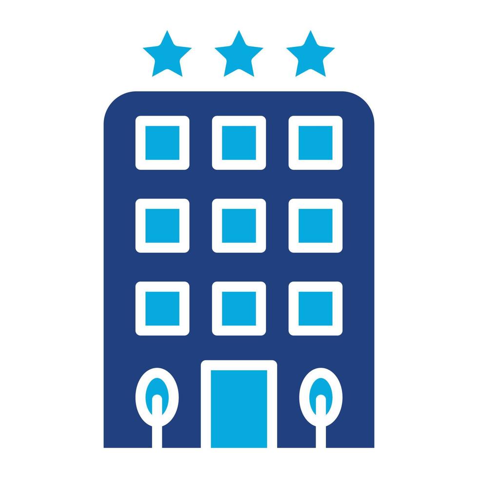 icono de dos colores de glifo de hotel de 3 estrellas vector