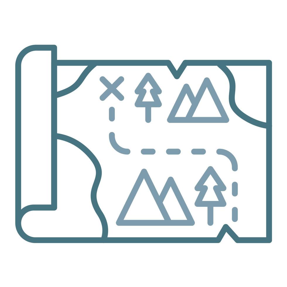 Treasure Map Line Two Color Icon vector