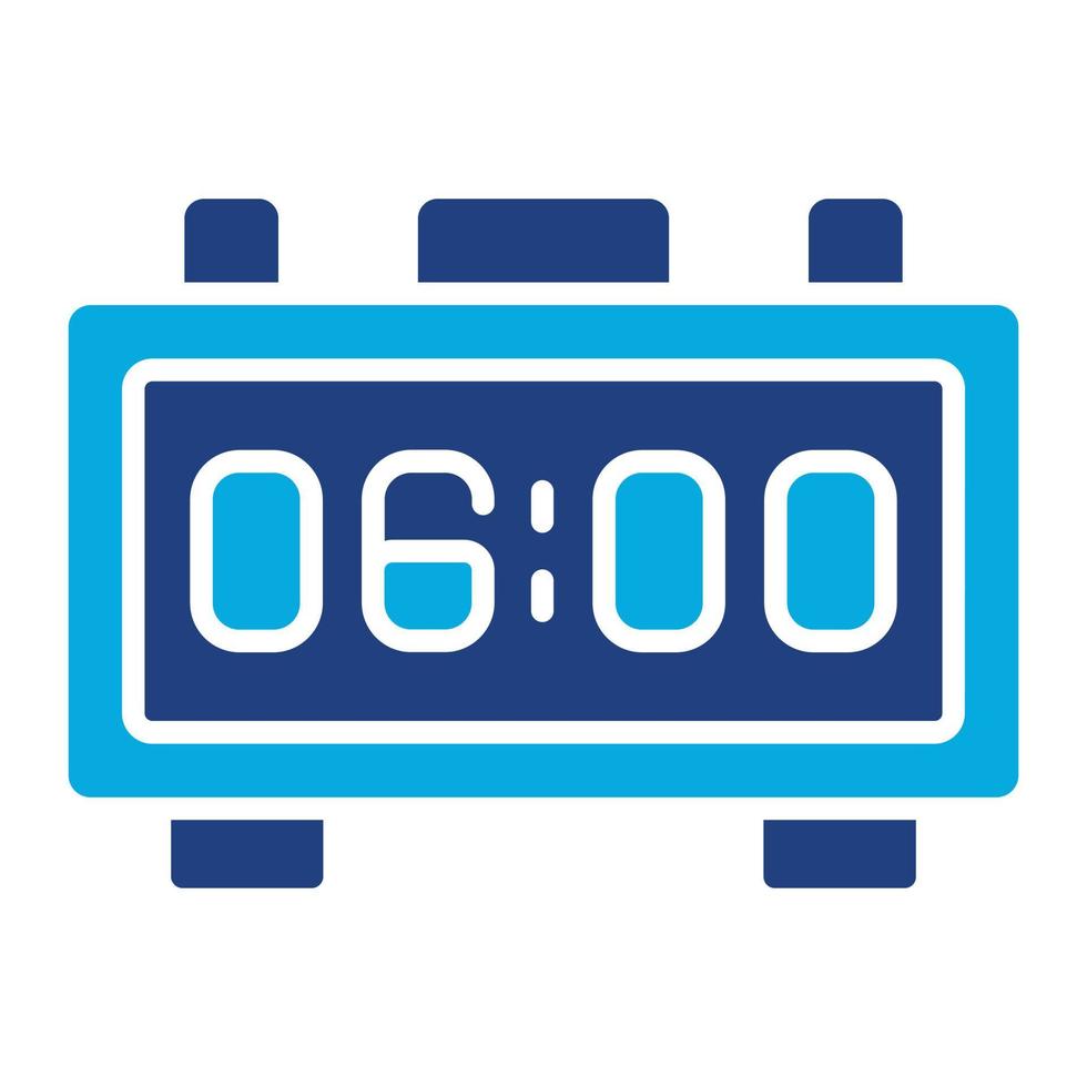 Digital Clock Glyph Two Color Icon vector