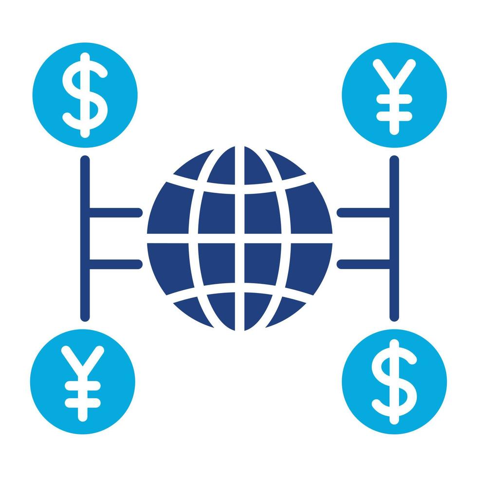 icono de dos colores de glifo financiero mundial vector