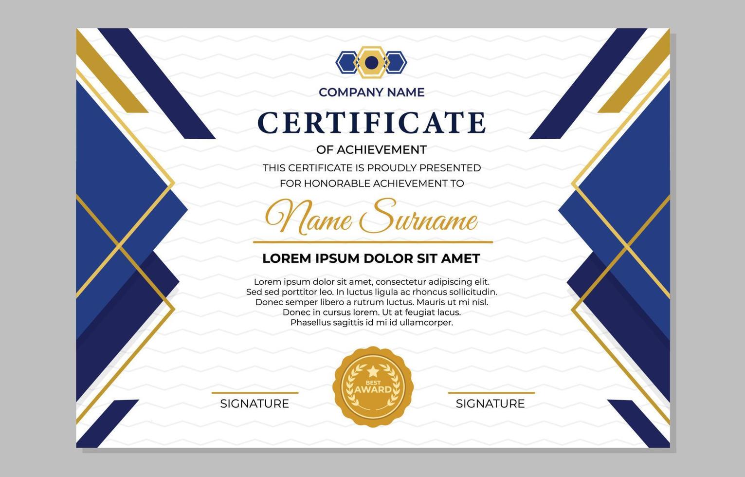 University Seminar Certificate Template vector