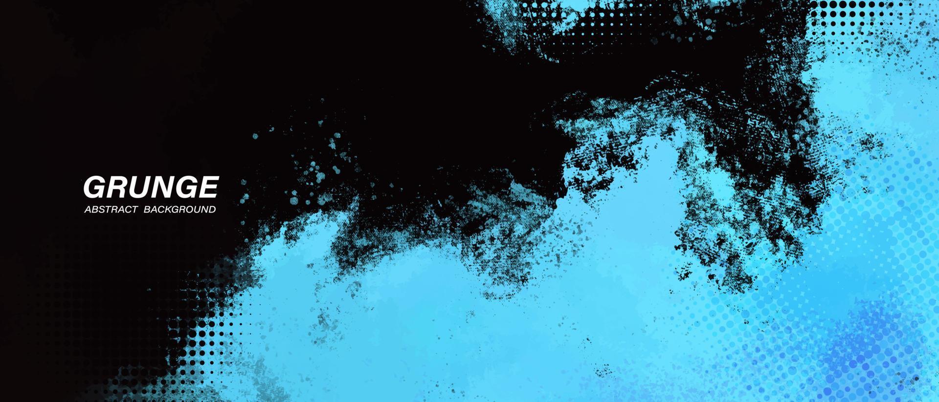 Fondo de grunge abstracto negro y azul con estilo de semitono. vector