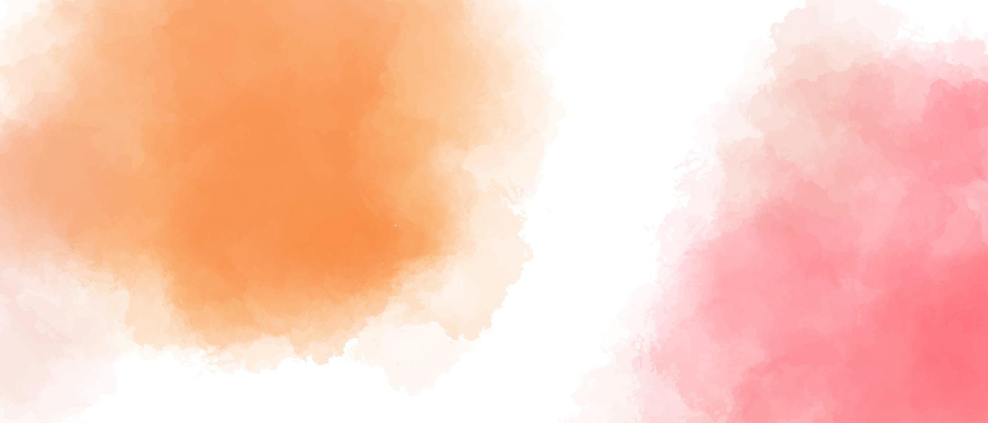 Hand painted orange and pink color with watercolor texture abstract background vector