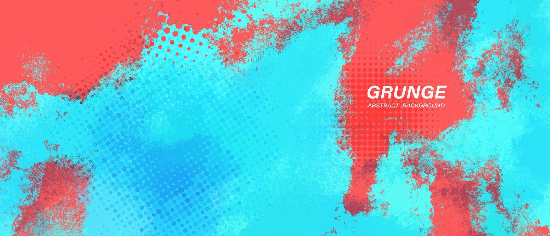 Blue and red abstract grunge background with halftone style. vector