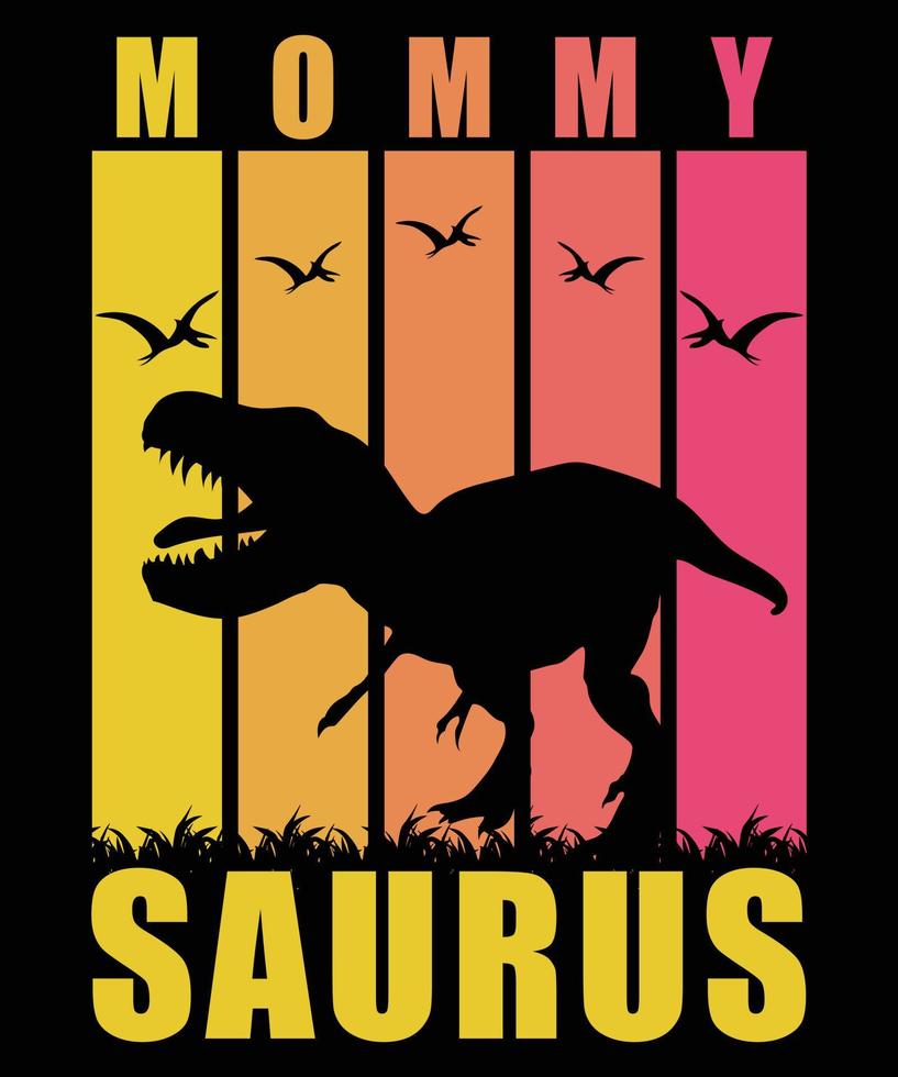 Mommy Dinosaur Vector T-Shirt Design