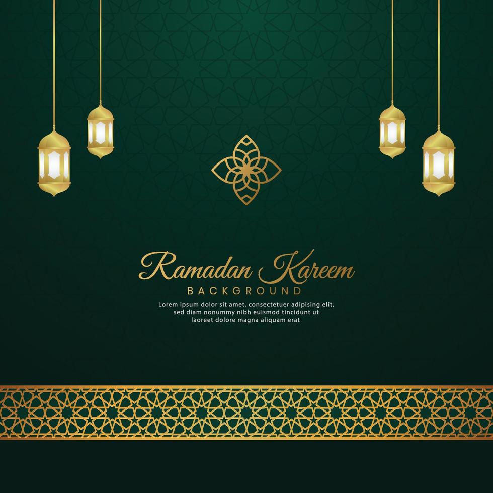 Islamic Arabic Luxury Background Greeting Card Template with Golden Pattern Ornament Brush Frame vector