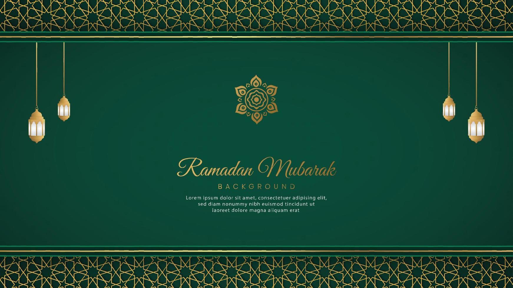 ramadan mubarak fondo de lujo verde árabe islámico con patrón geométrico y hermoso adorno vector