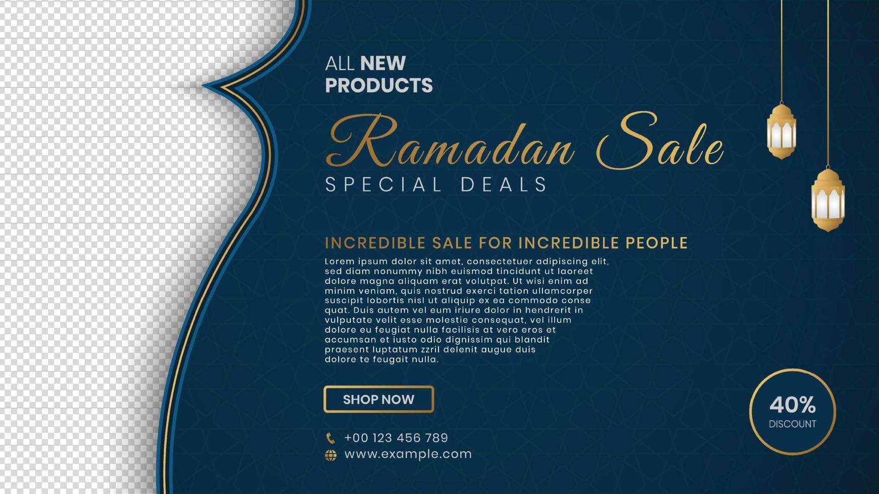 Ramadan Sale Social Media Post With Islamic Arabic Pattern and Empty Space for Photo vector