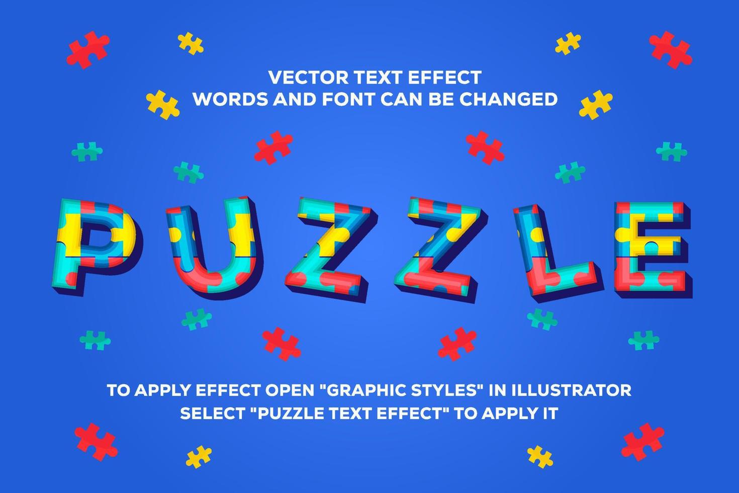 puzzle vector text effect fully editable
