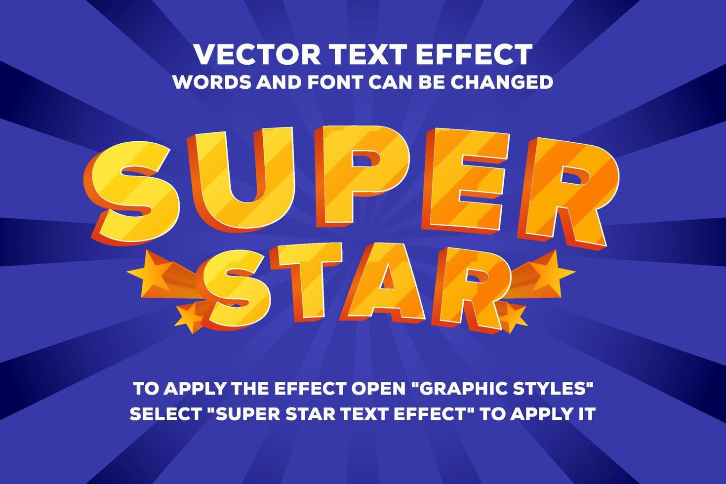 efecto de texto de vector super estrella completamente editable