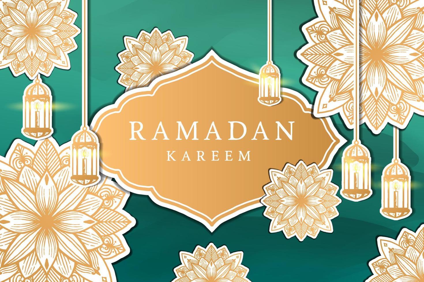 ramadan kareem hand drawn illustration with abstract arabic ornament vector