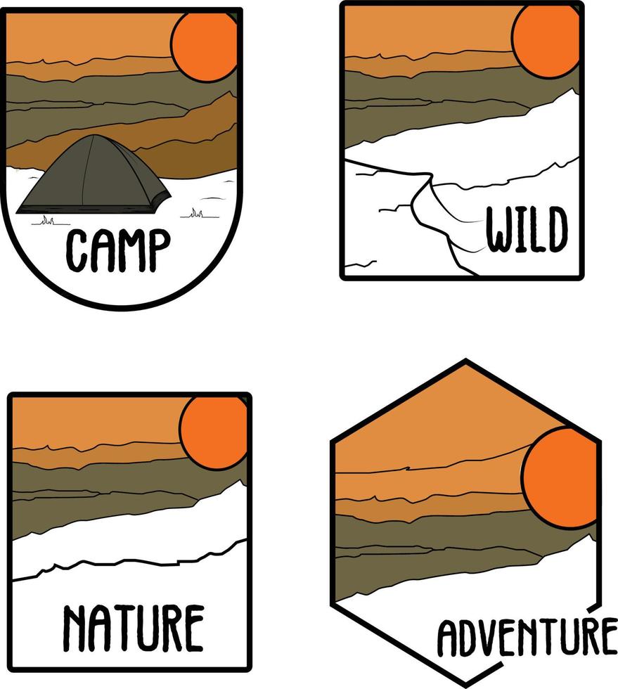 diseño de logotipo de camping de arte lineal vector