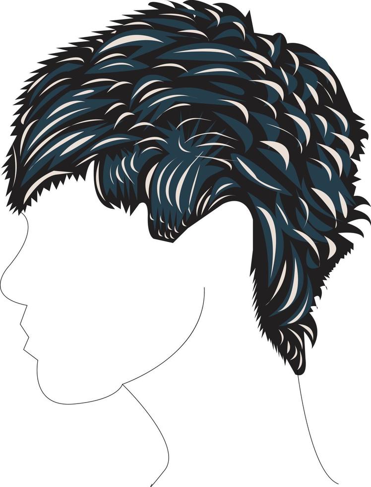 ilustración vectorial de un niño cabeza de siluetas, cabello artístico vector