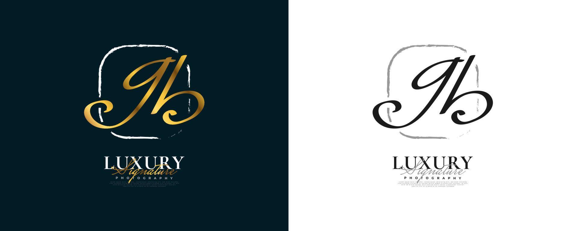 Initial G and B Logo Design in Elegant Gold Handwriting Style. GB Signature Logo or Symbol for Wedding, Fashion, Jewelry, Boutique, and Business Identity vector