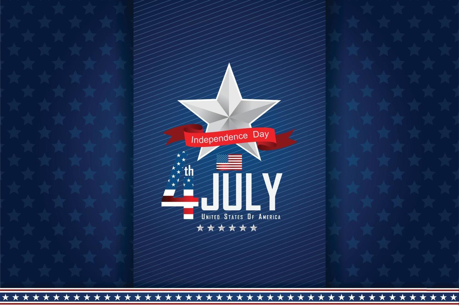4th of July banner Vector illustration. Independence Day, US flag with 4th of July on blue background.