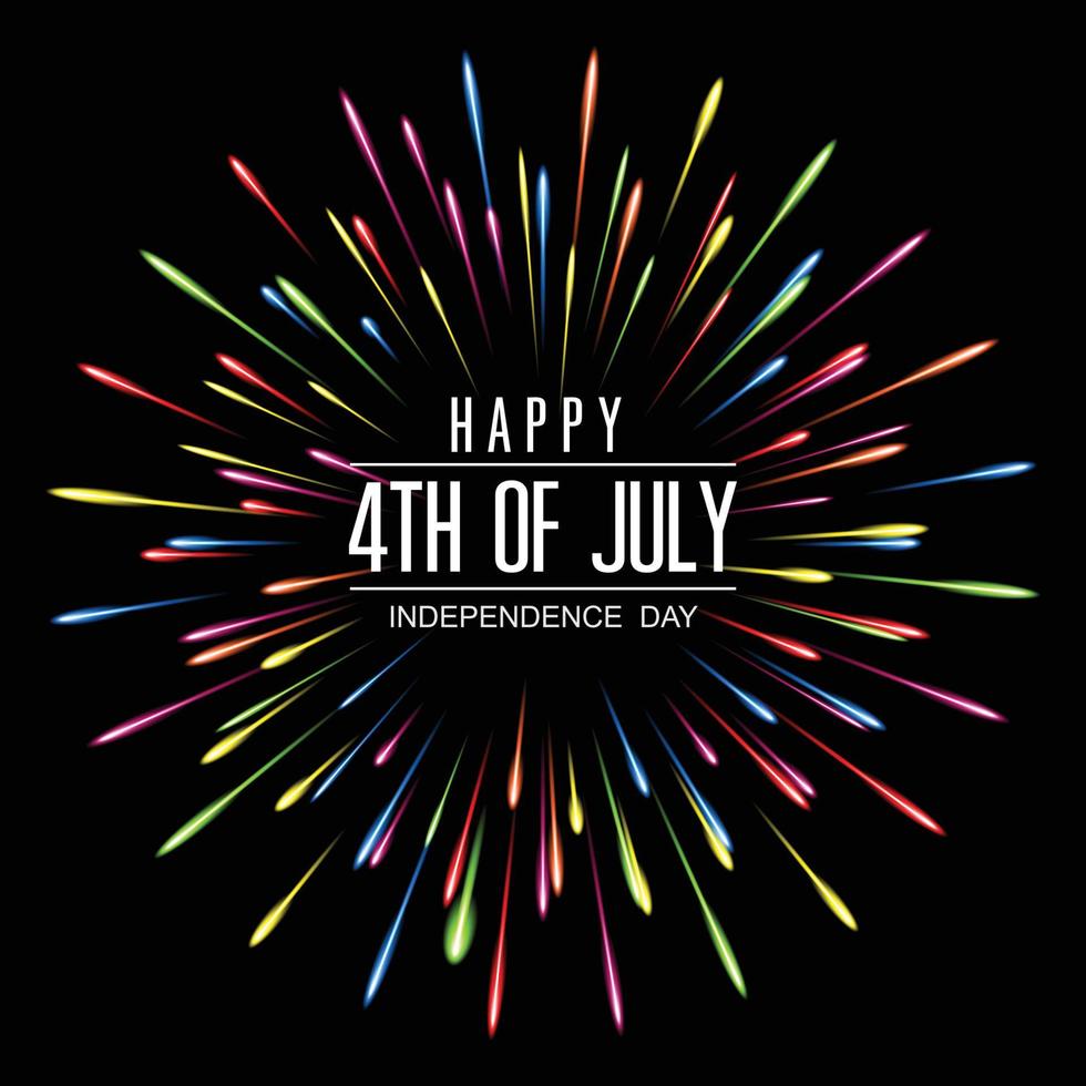 4th of July, Independence day - greeting design with colourful firework . Vector illustration.