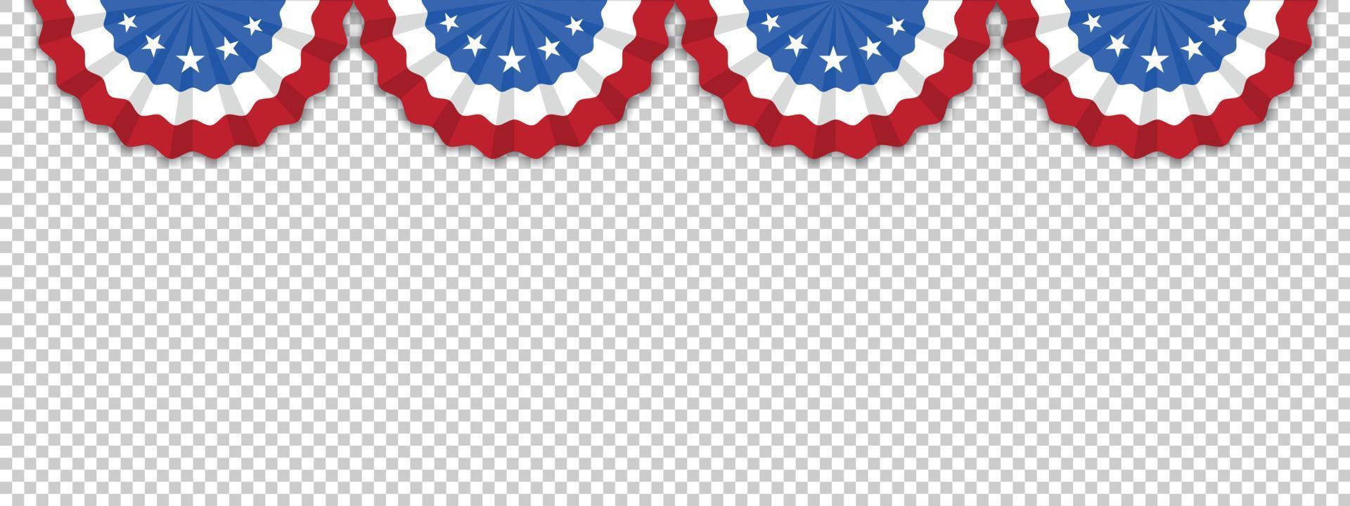 cuatro banderas estadounidenses aisladas en un fondo transparente con espacio para su texto. ilustrador vectorial eps 10. vector
