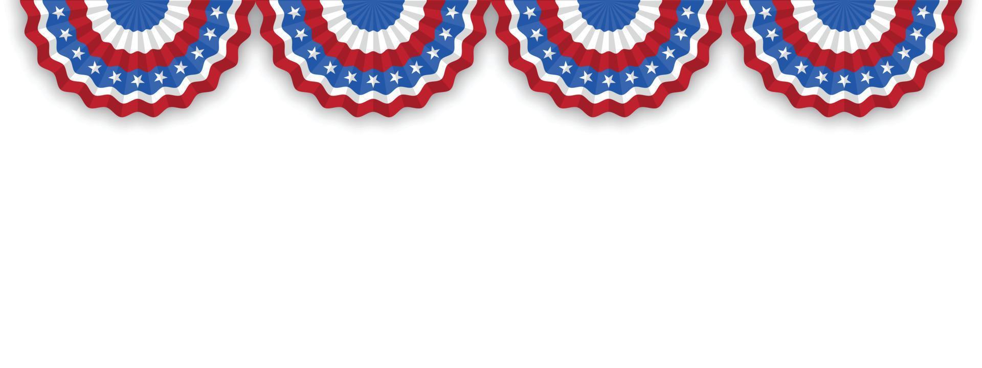 Four US Flag  isolated on white background with room for your text. Illustrator Vector Eps 10.