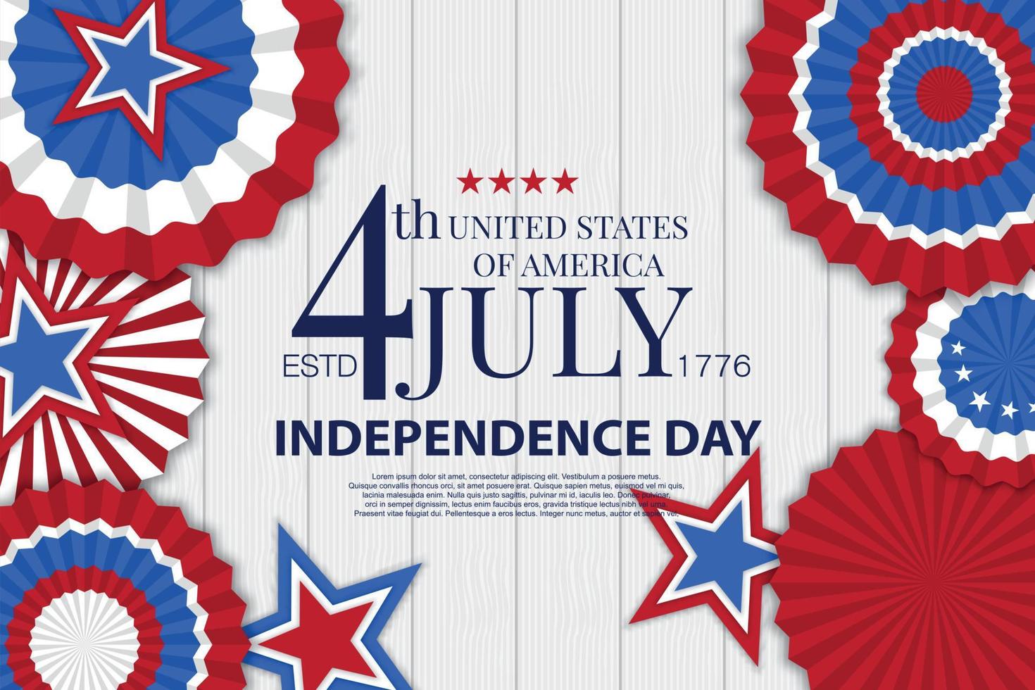 Independence day USA american flag decor.4th of July celebration poster template.Vector illustration. vector