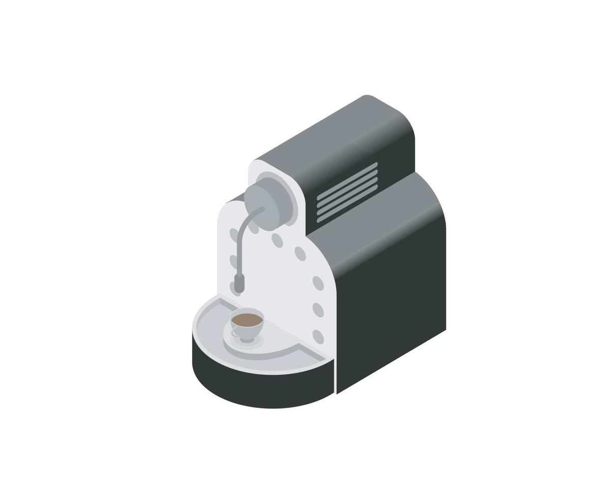 Isometric style illustration of a coffee maker vector