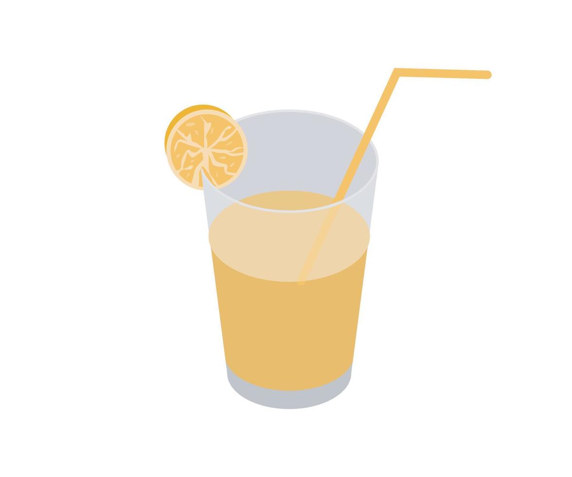 Isometric style illustration of a a glass of orange juice vector