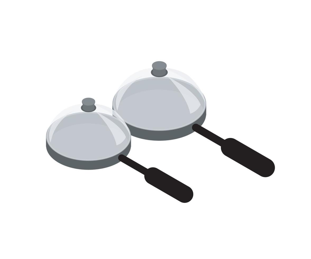Isometric style illustration of a saucepan with a lid vector