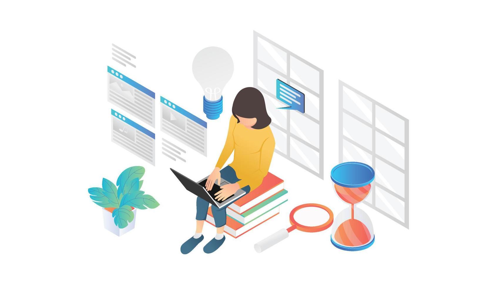 Isometric style website development illustration vector