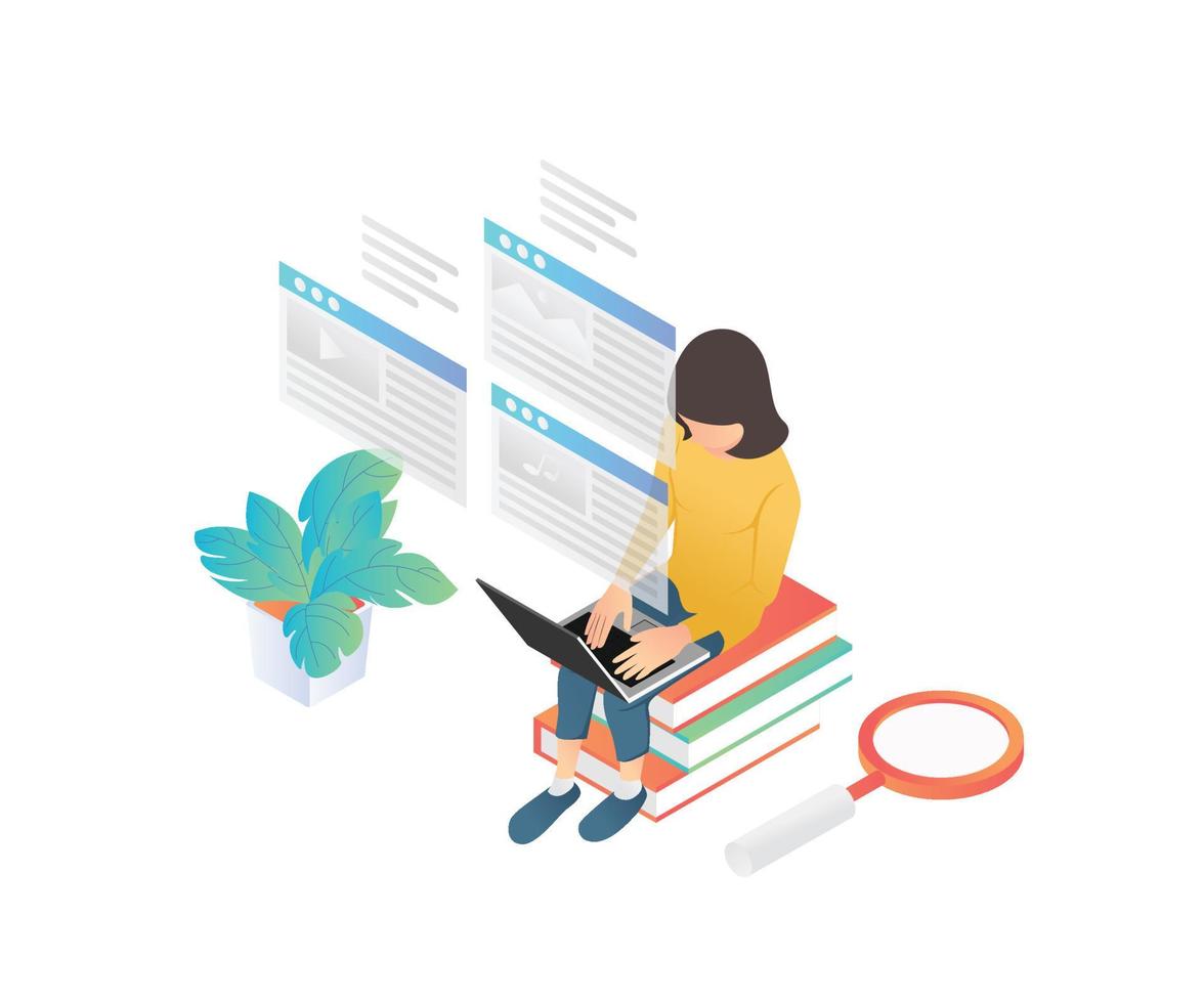 Isometric style website development illustration vector