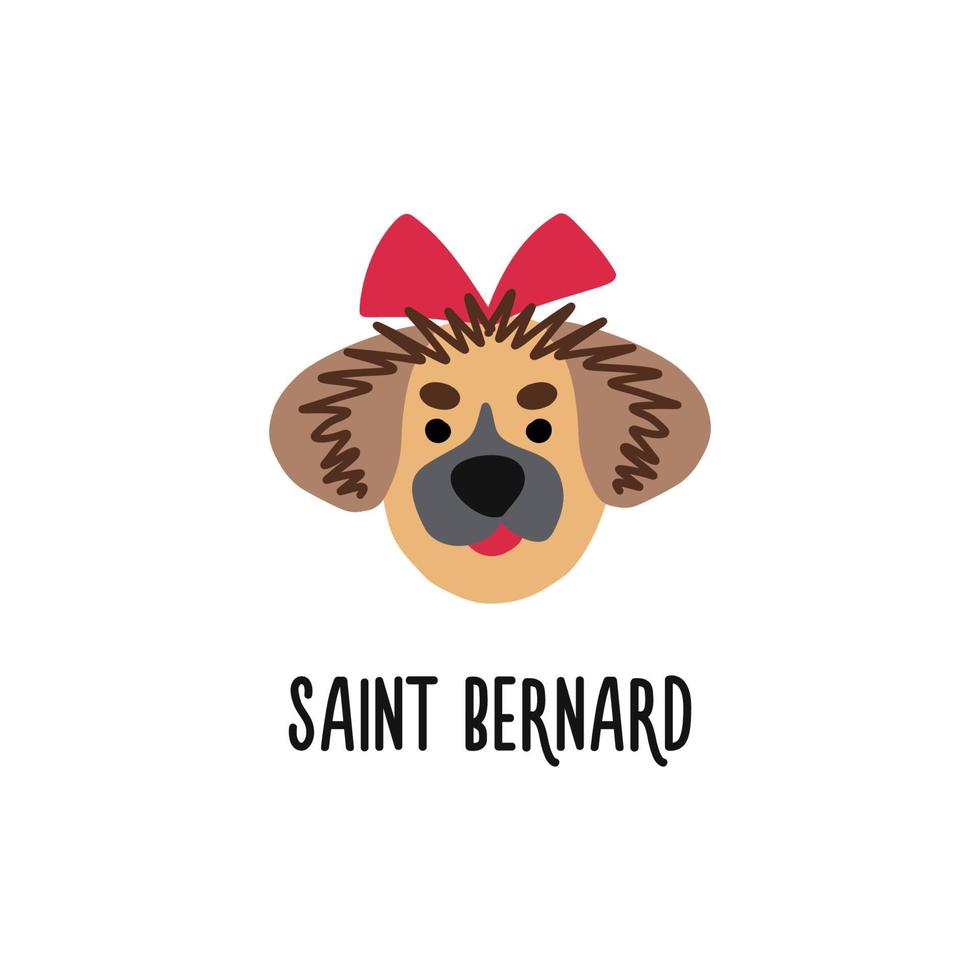 Cartoon dog clip art with a bow of the St. Bernard breed vector