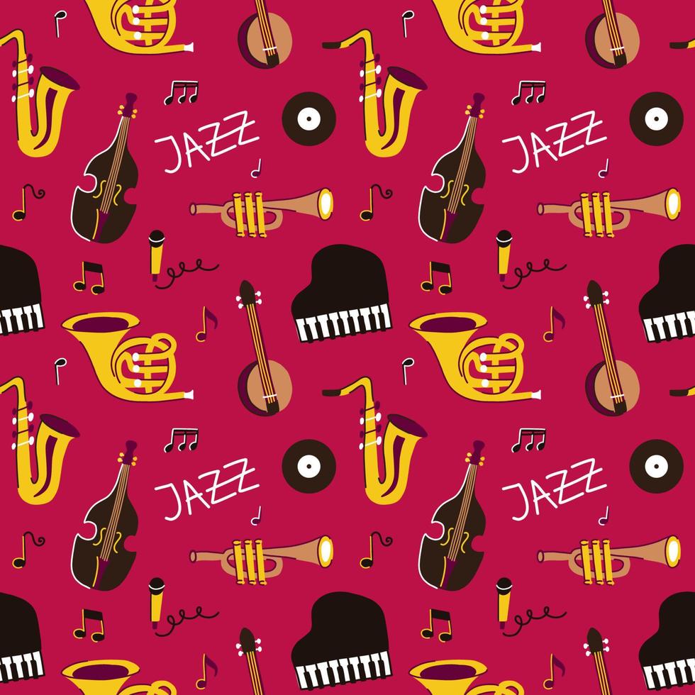 Seamless pattern with jazz musical instruments vector