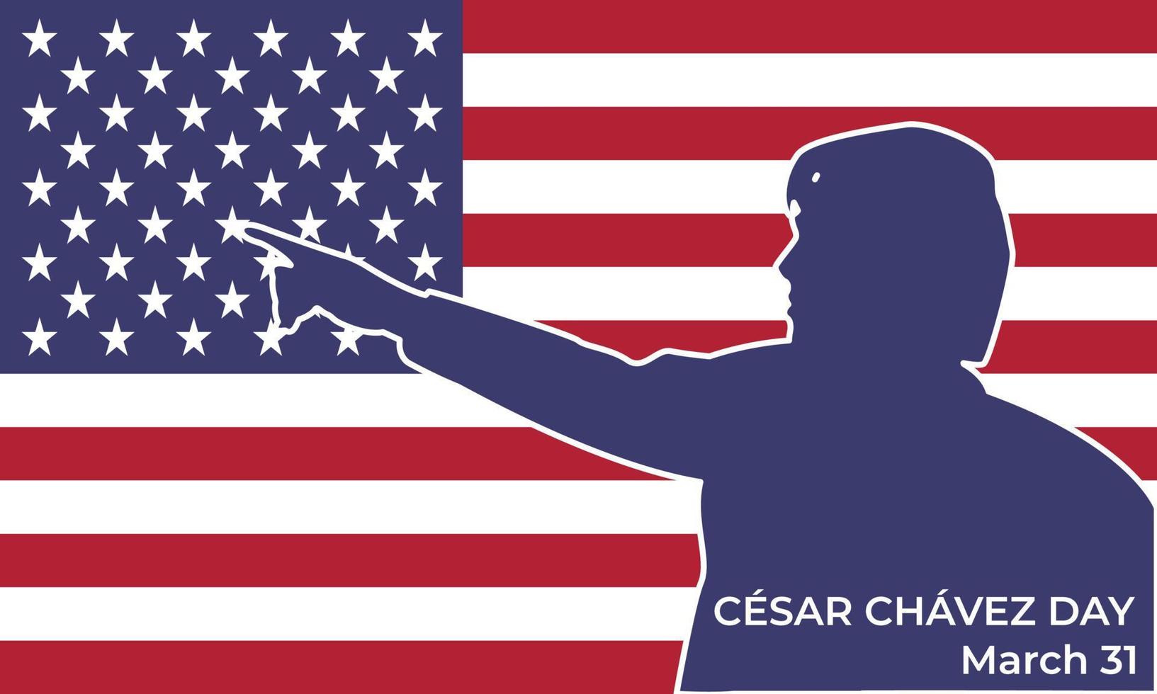 Cesar Chavez Day. Flat style illustration with USA flag ornament. The official national American holiday, celebrated annually. Suitable for poster, banner, background, backdrop. vector