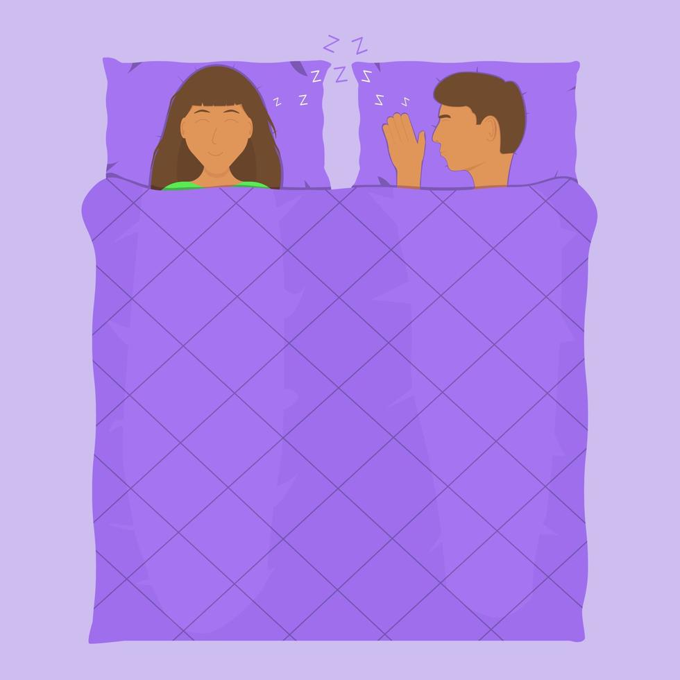 una pareja casada durmiendo. el descanso nocturno es reparador. un ambiente cómodo para dormir. Departamento. ilustración vectorial vector