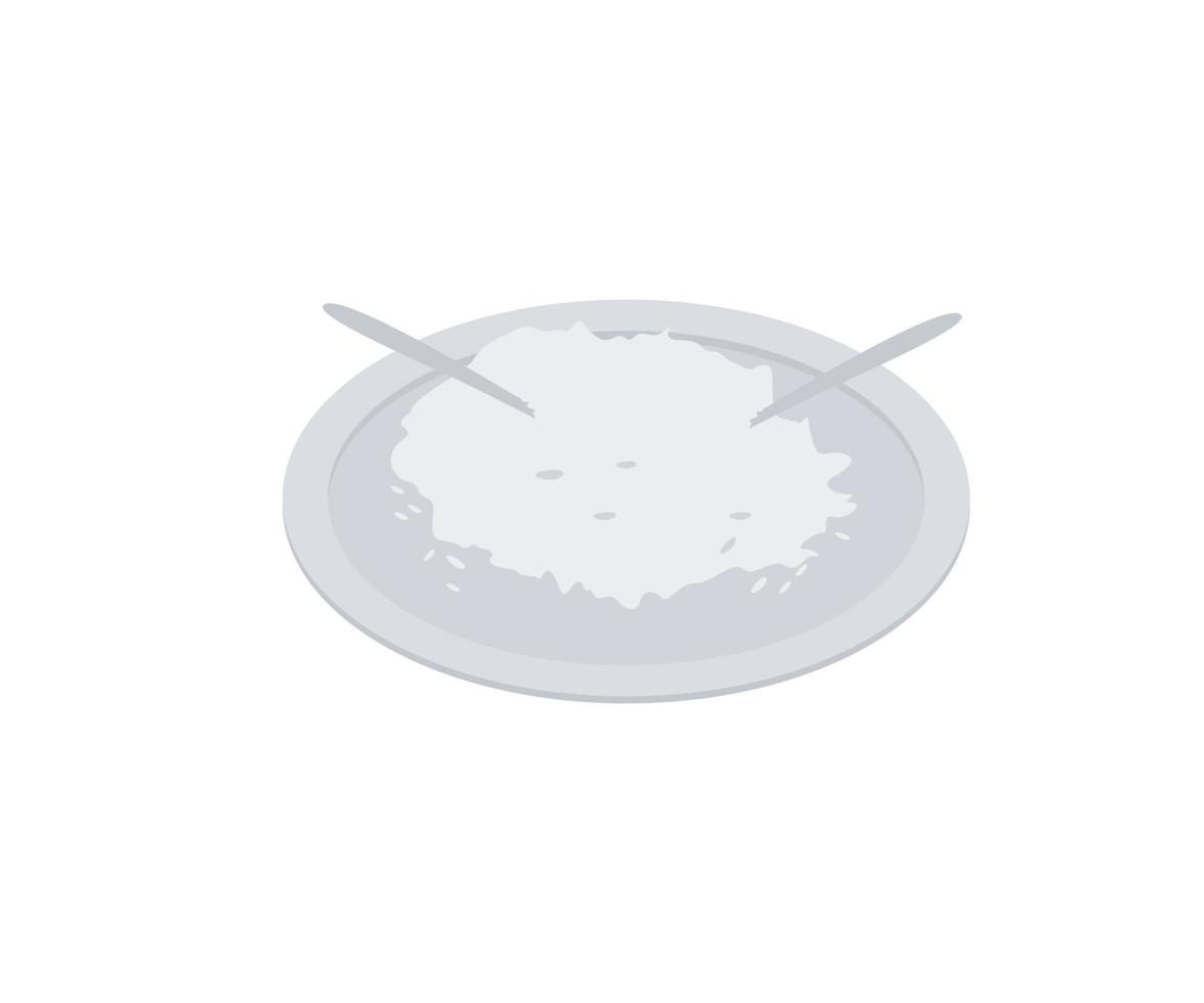 Isometric style illustration of rice on a plate vector