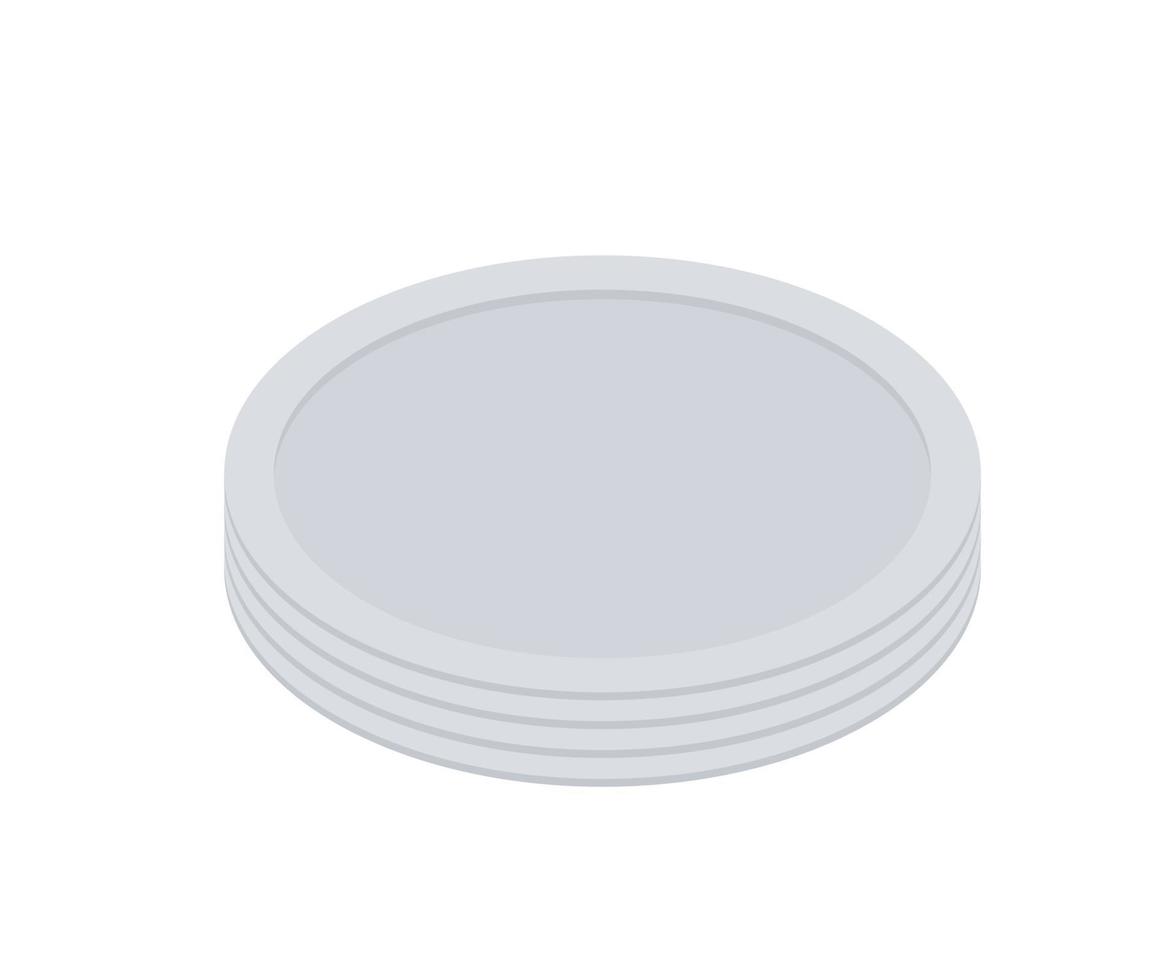 Isometric style illustration of a pile of plates vector