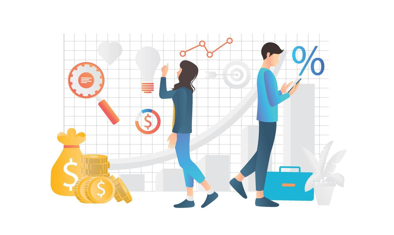 Isometric style business analysis illustration vector