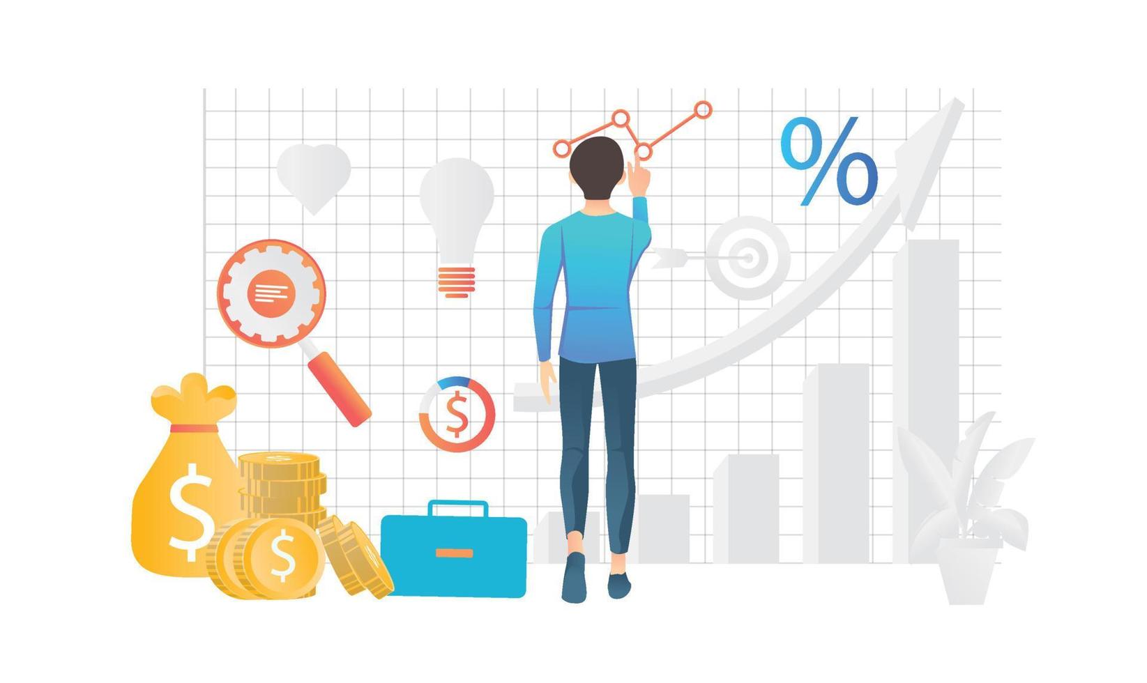 Isometric style business analysis illustration vector