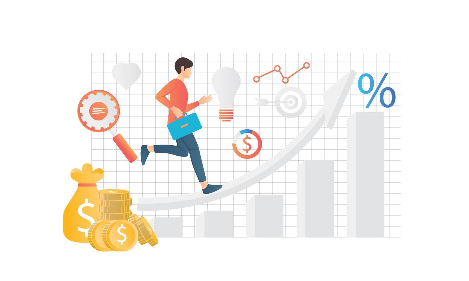 Happy and successful businessman isometric style illustration vector