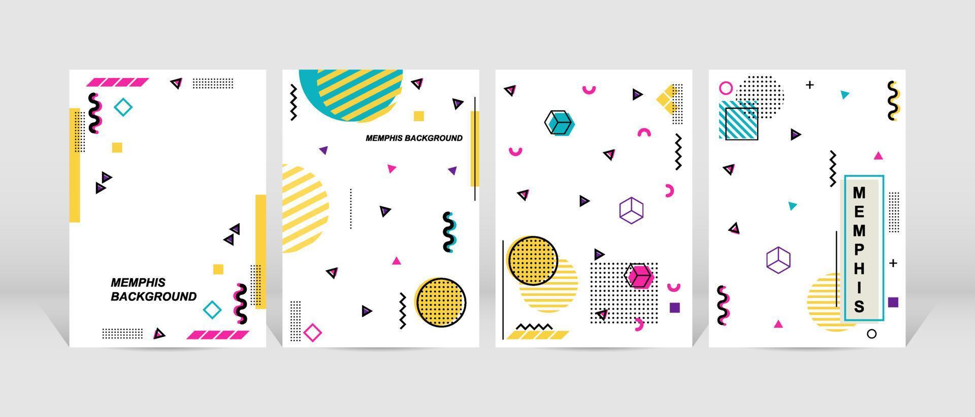 Trendy geometric design. Set of trendy memphis design. Cool geometric background design. Applicable for flyer, brochure, cover, magazine, book, banner, etc. vector