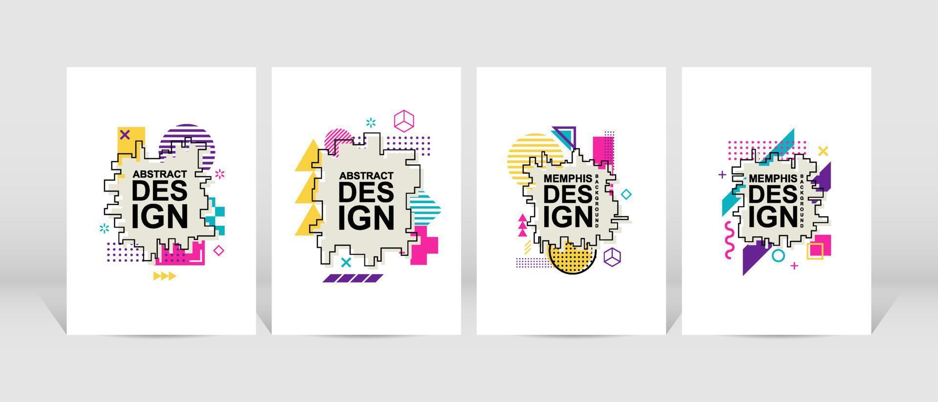 Trendy geometric design. Cool memphis poster background. Set of trendy memphis design. Colorful geometric background. Applicable for flyer, brochure, cover, magazine, book, banner, etc. vector