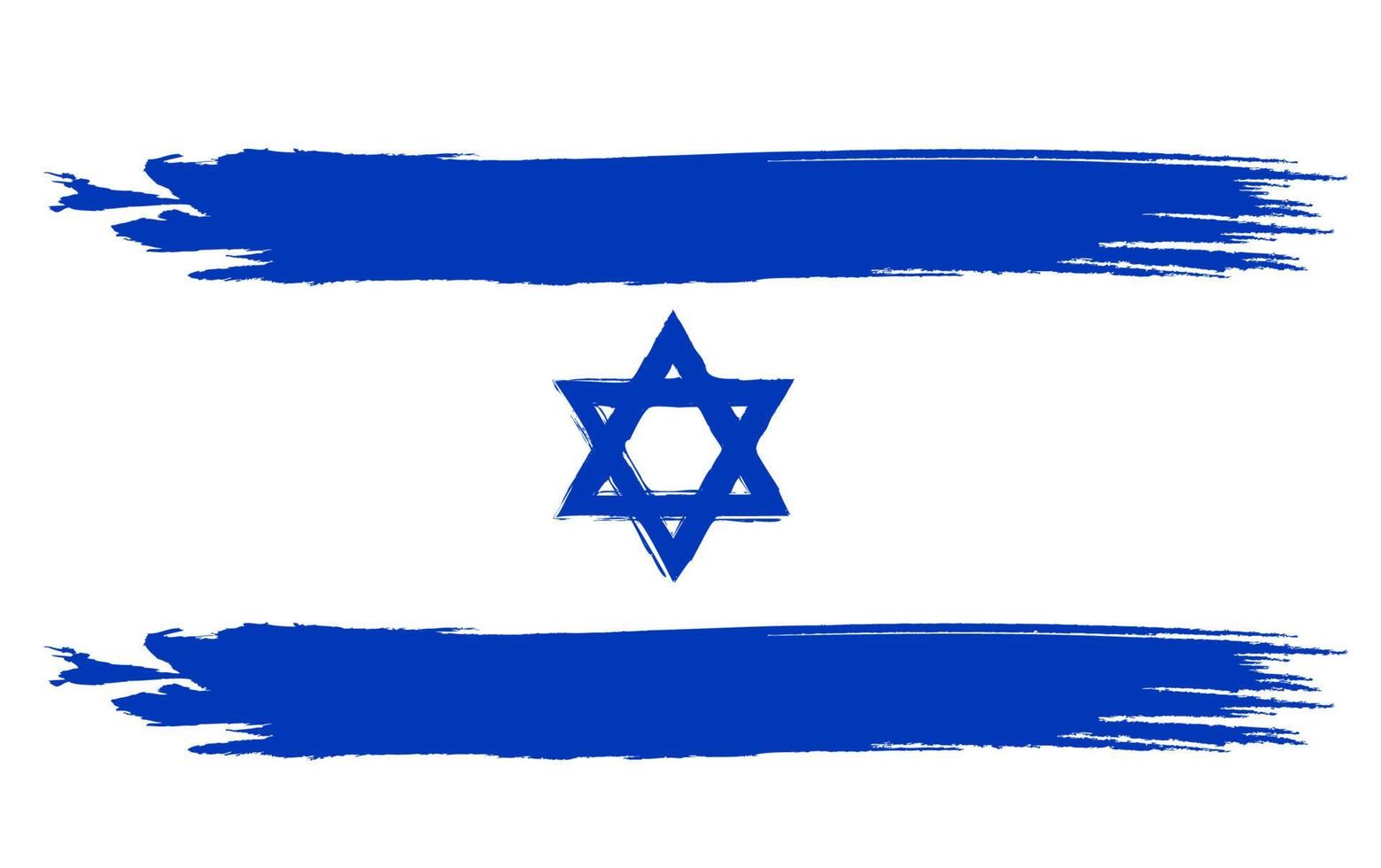 bandera israelí. bandera pintada con pincel israel. bandera israelí con textura grunge. vector