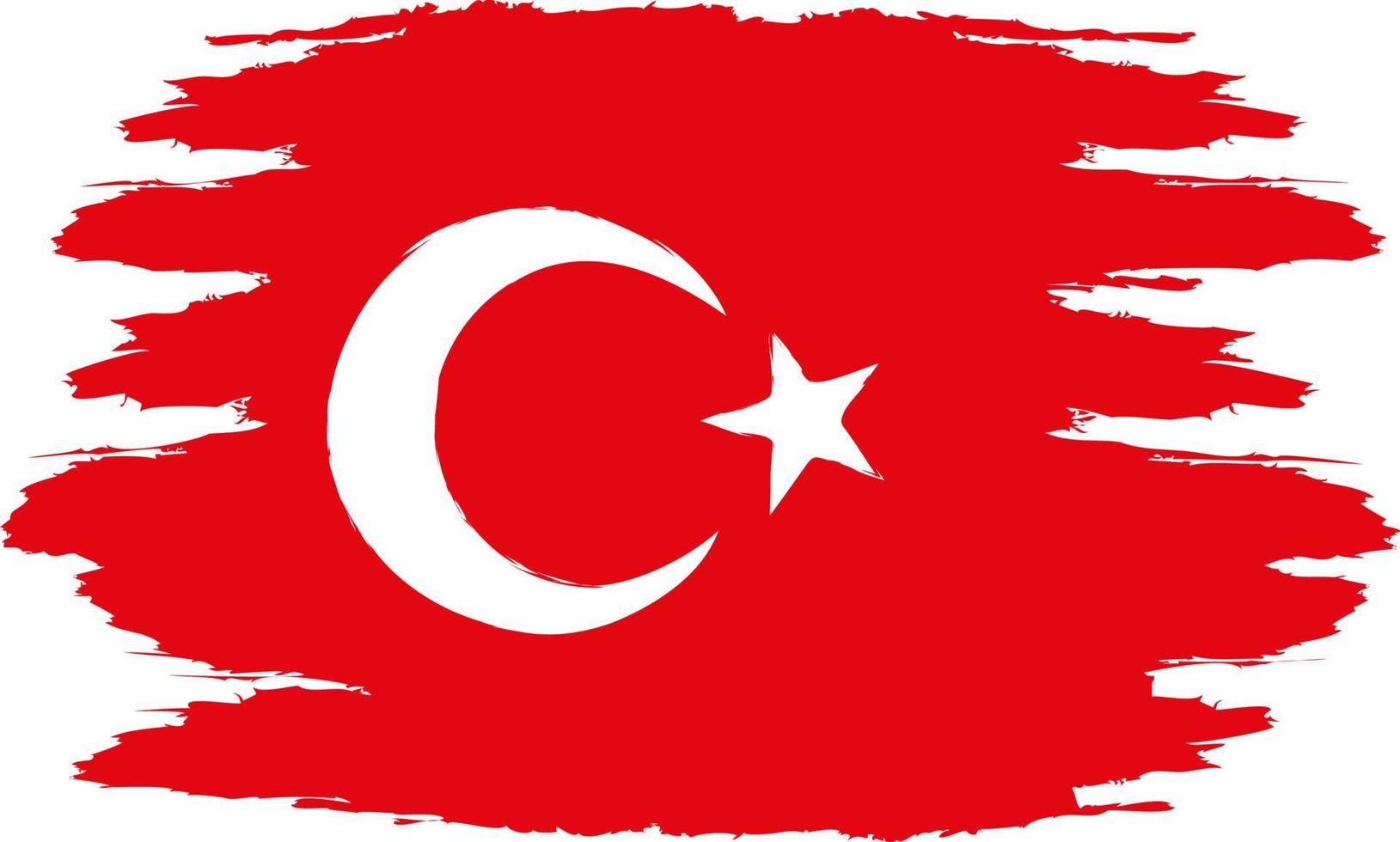 Flag Turkey. Brush painted flag Turkey. Turkey flag with grunge texture. vector