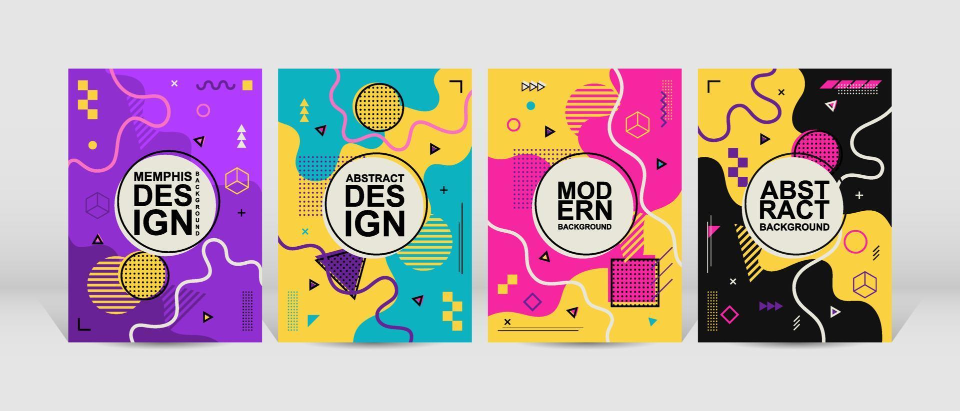 Trendy geometric design. Set of trendy memphis design. colorful geometric background design. Applicable for flyer, brochure, cover, magazine, book, banner, etc. vector
