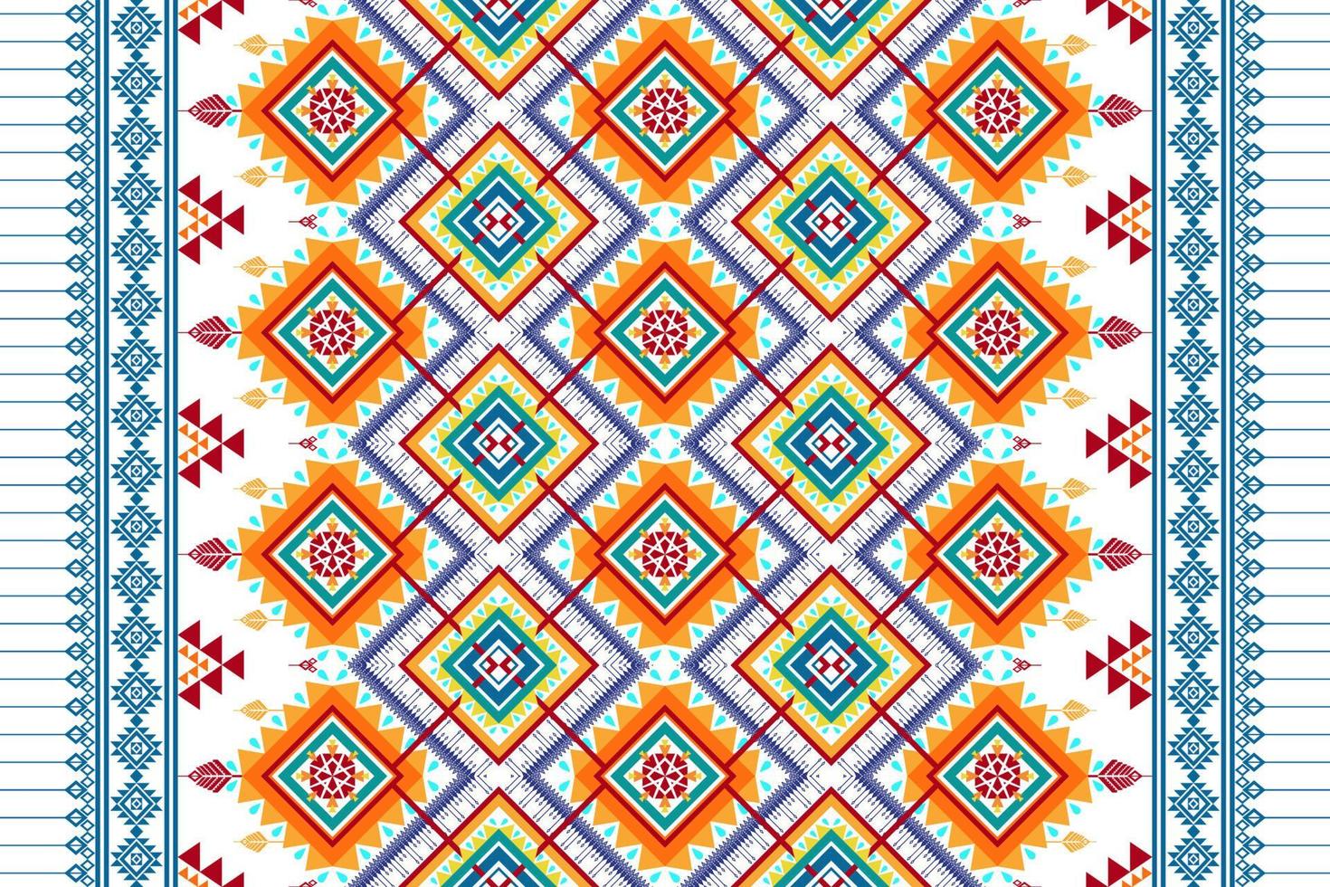 Geometric abstract ethnic seamless pattern design. Aztec fabric carpet mandala ornament chevron textile decoration wallpaper. Tribal turkey African Indian traditional embroidery vector